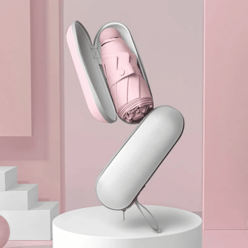 Mini Guarda-Chuva com Estojo Compacto e Proteção UV