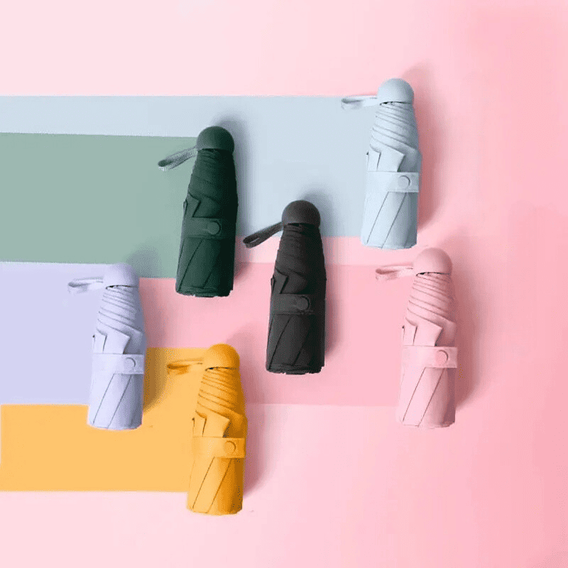 Mini Guarda-Chuva com Estojo Compacto e Proteção UV