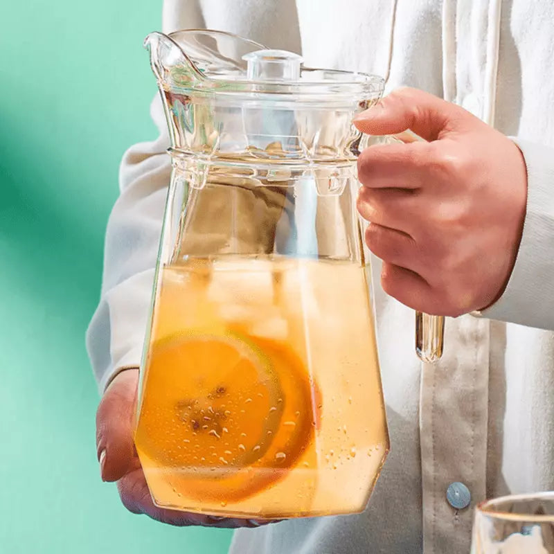 Jarra de Vidro Borossilicato 1,8L com Tampa e Bico Elegante