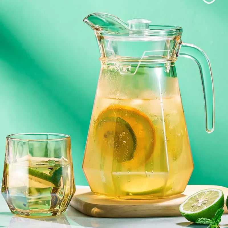 Jarra de Vidro Borossilicato 1,8L com Tampa e Bico Elegante