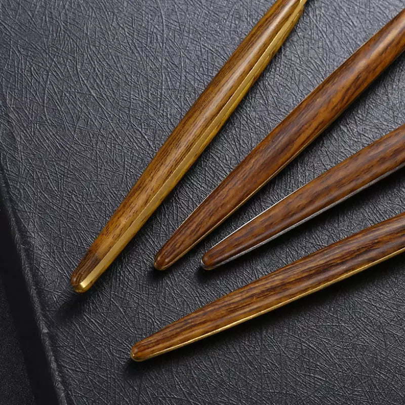 Jogo de Talheres em Aço Inox 30 Peças com Cabo Madeira