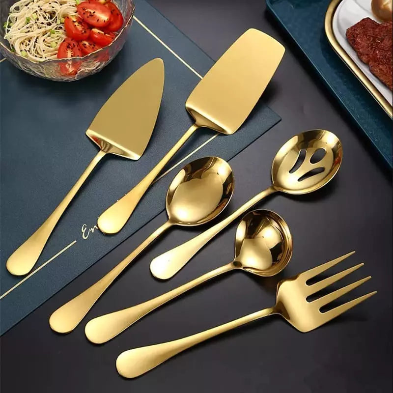 Kit de Utensílios de Cozinha em Aço Inox Dourado Sofisticado