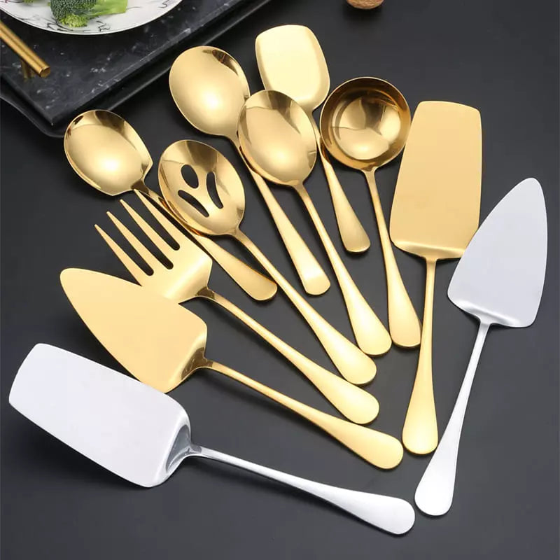 Kit de Utensílios de Cozinha em Aço Inox Dourado Sofisticado