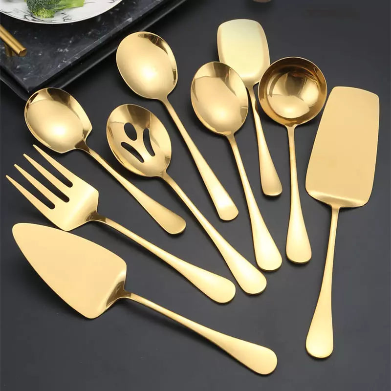 Kit de Utensílios de Cozinha em Aço Inox Dourado Sofisticado