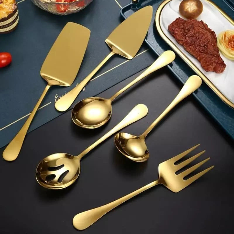 Kit de Utensílios de Cozinha em Aço Inox Dourado Sofisticado