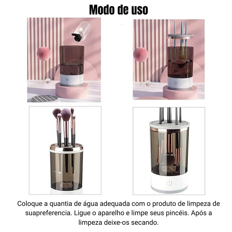 Limpador de Pincéis Elétrico com Tampa de Silicone