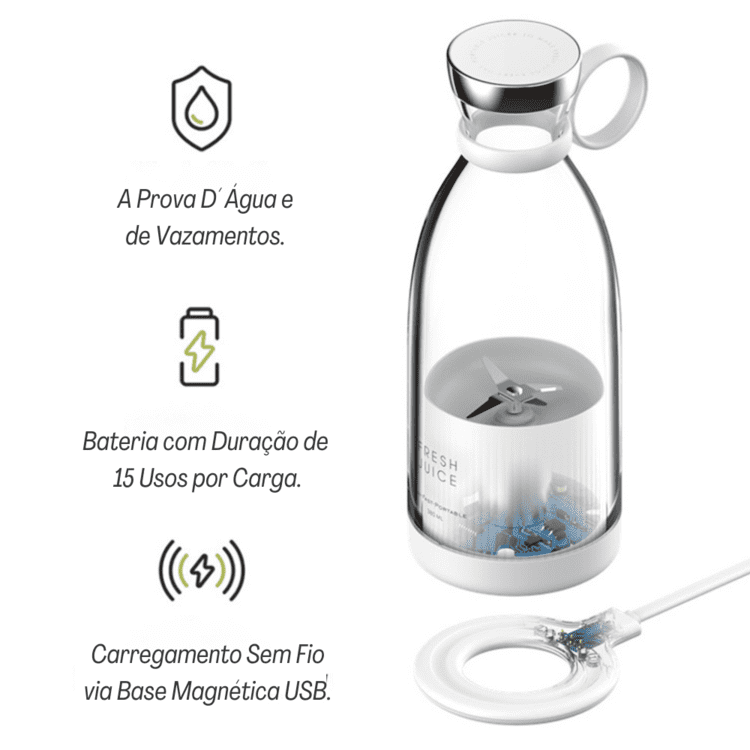 Liquidificador Portátil Sem Fio 350ml Com Base De Carga