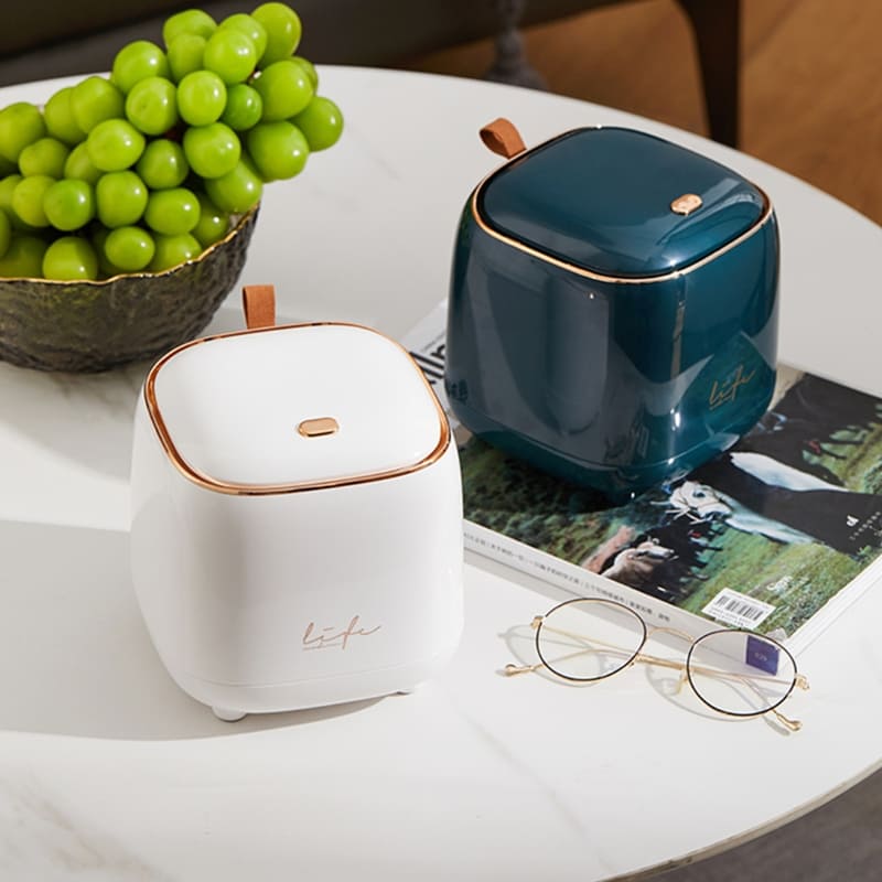 Lixeira de Mesa Decorativa em Metal Resistente Compacta