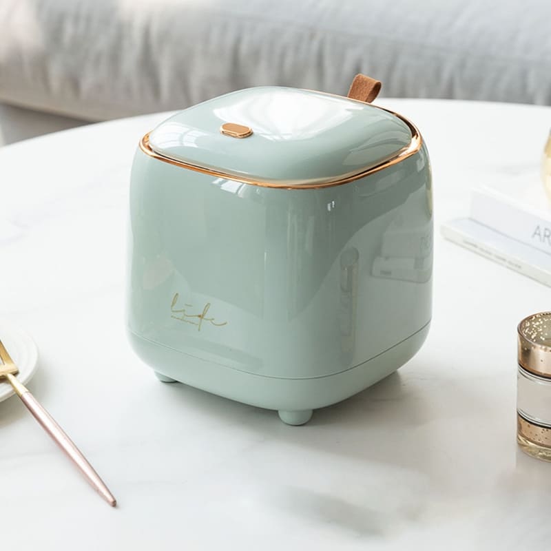 Lixeira de Mesa Decorativa em Metal Resistente Compacta