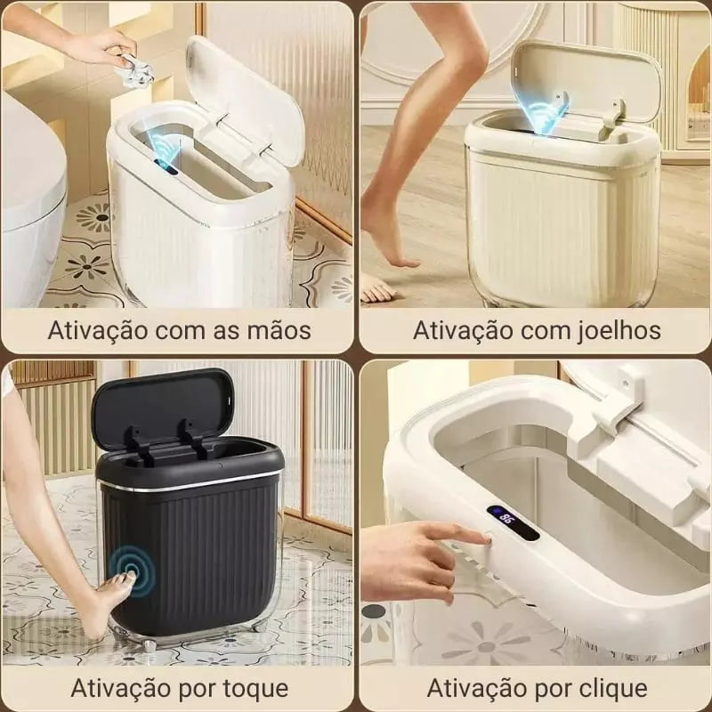 Lixeira Automática em Acrílico com Sensor e Ação Tátil