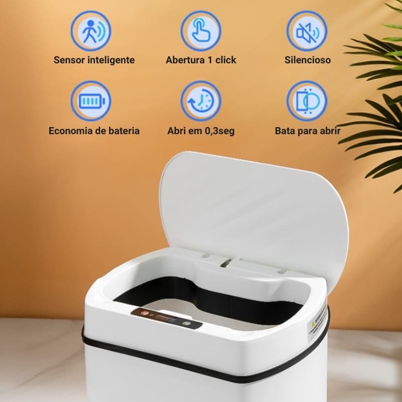 Lixeira Automática Com Sensor 15L Em Aço Inox Elegante