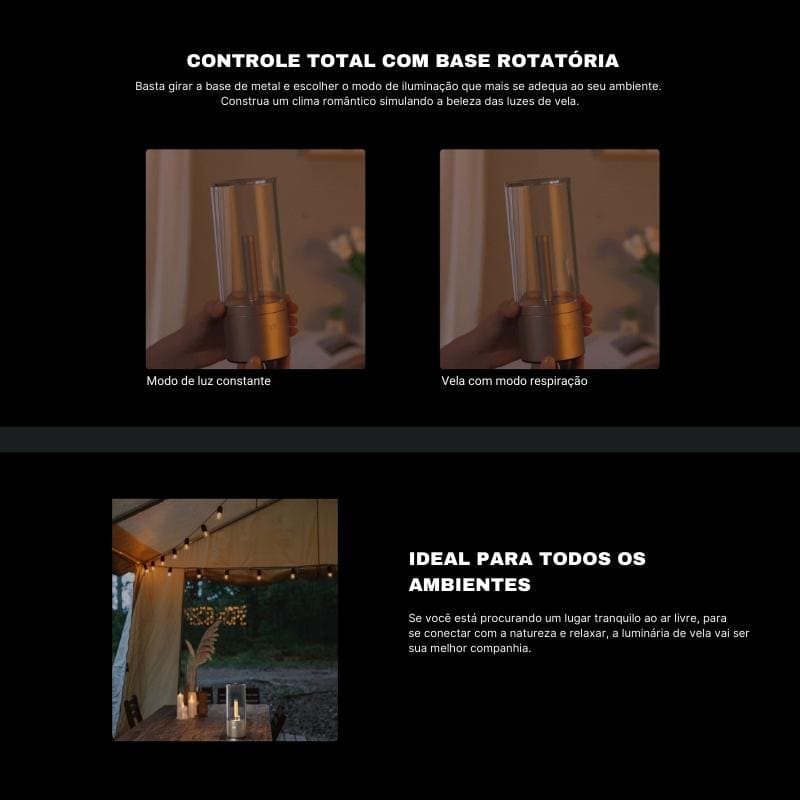 Luminária de Mesa Portátil em Metal com LED Regulável