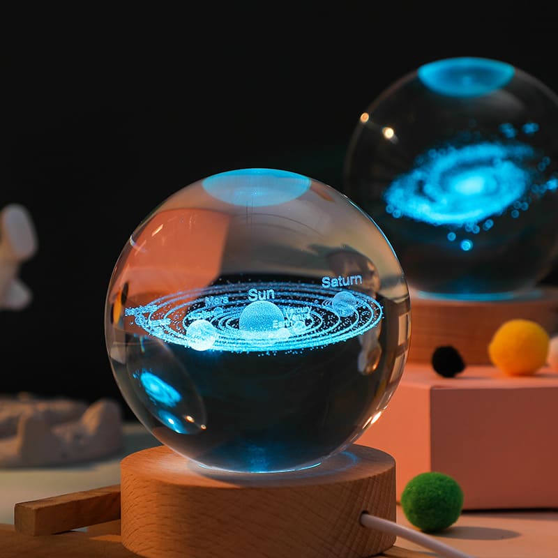 Luminária de Mesa LED 3D Bola em Cristal Decorativa