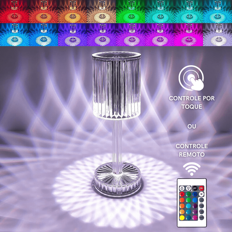 Luminária de Mesa LED Recarregável em Acrílico Sem Fio