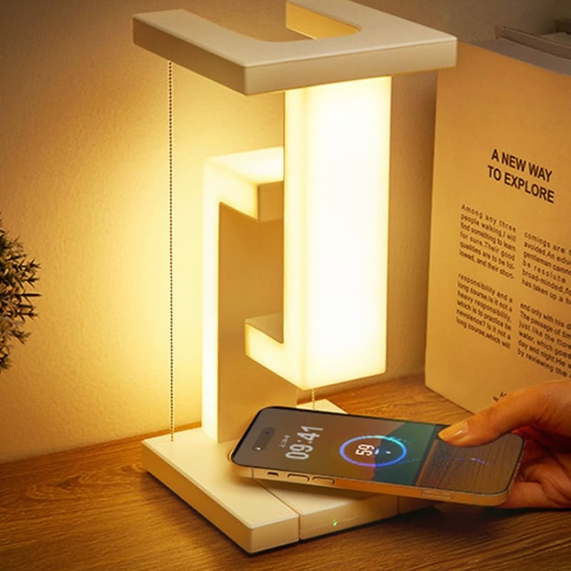 Luminária de Mesa com Carregador de Celular por Indução 3 Níveis