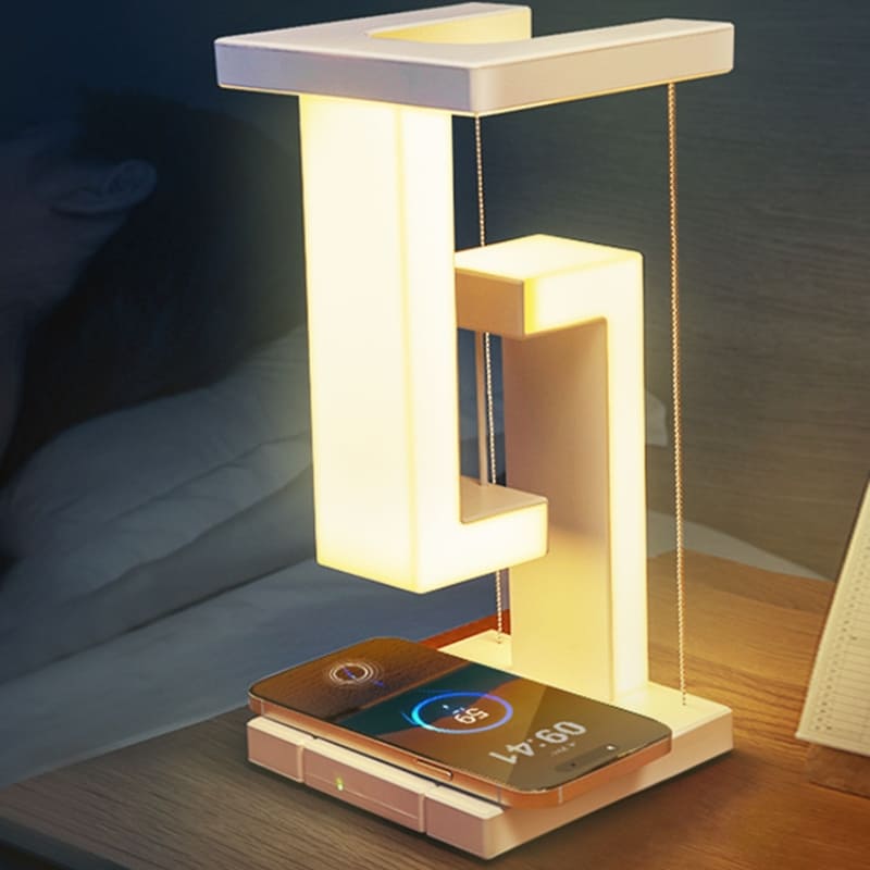 Luminária de Mesa com Carregador de Celular por Indução 3 Níveis