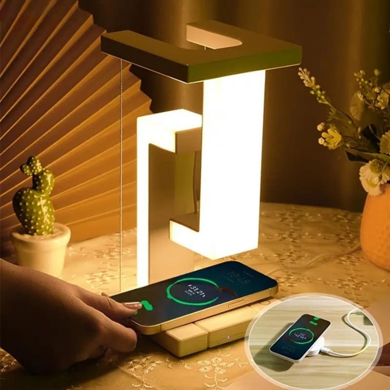 Luminária de Mesa com Carregador de Celular por Indução 3 Níveis