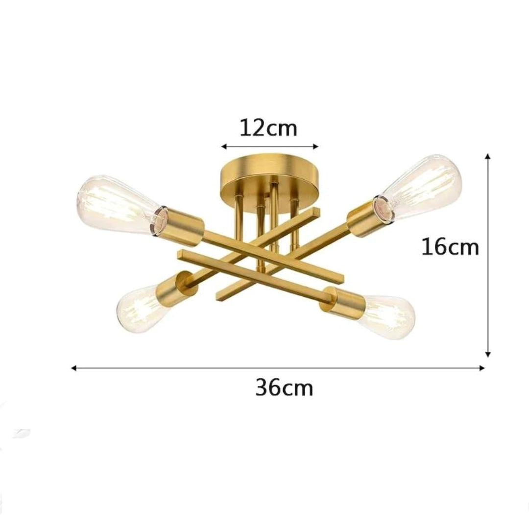 Lustre Industrial Dourado em Metal com Design Moderno