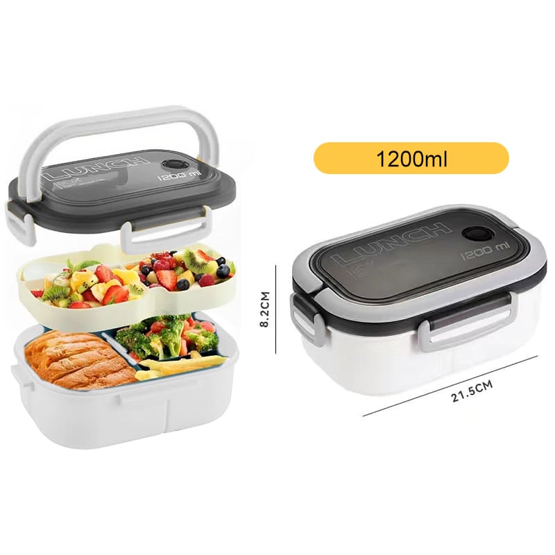 Marmita Térmica Hermética 1200ml 6 Compartimentos 2 Camadas