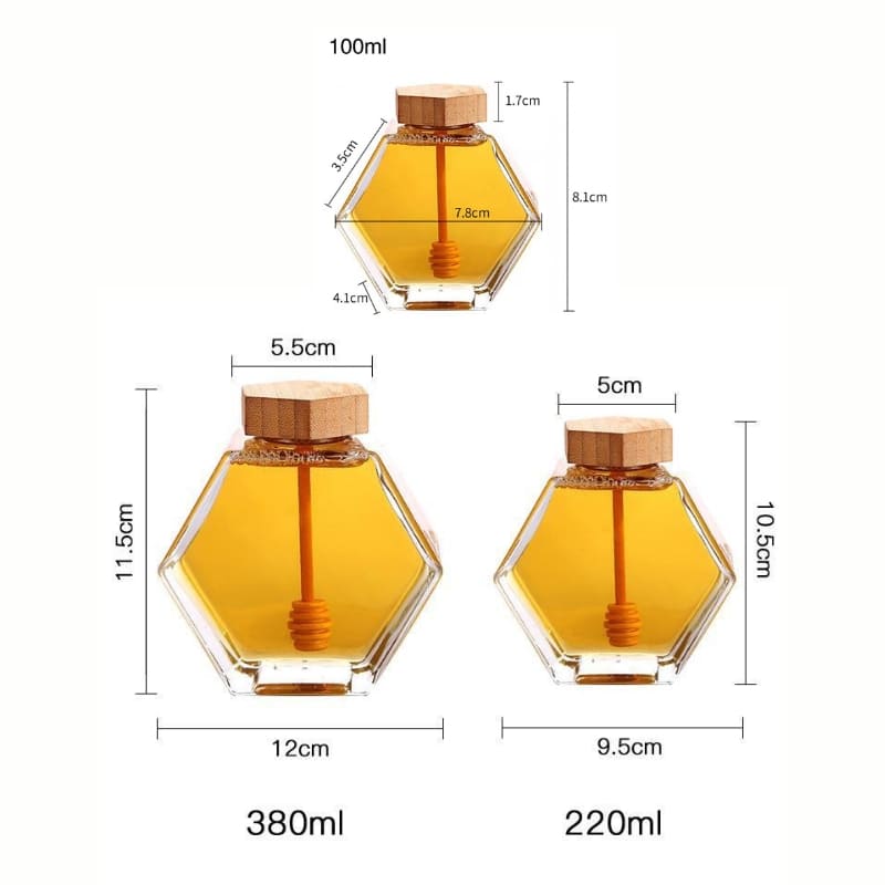 Meleira em Vidro com Tampa de Madeira e Colher