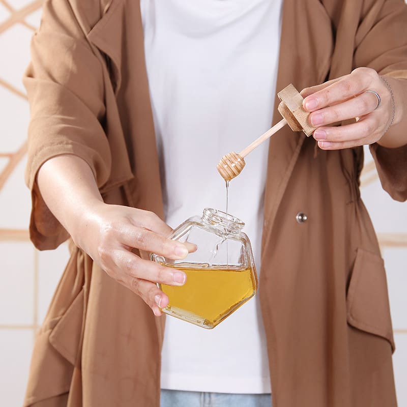 Meleira em Vidro com Tampa de Madeira e Colher