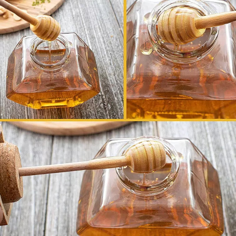 Meleira em Vidro com Tampa de Madeira e Colher