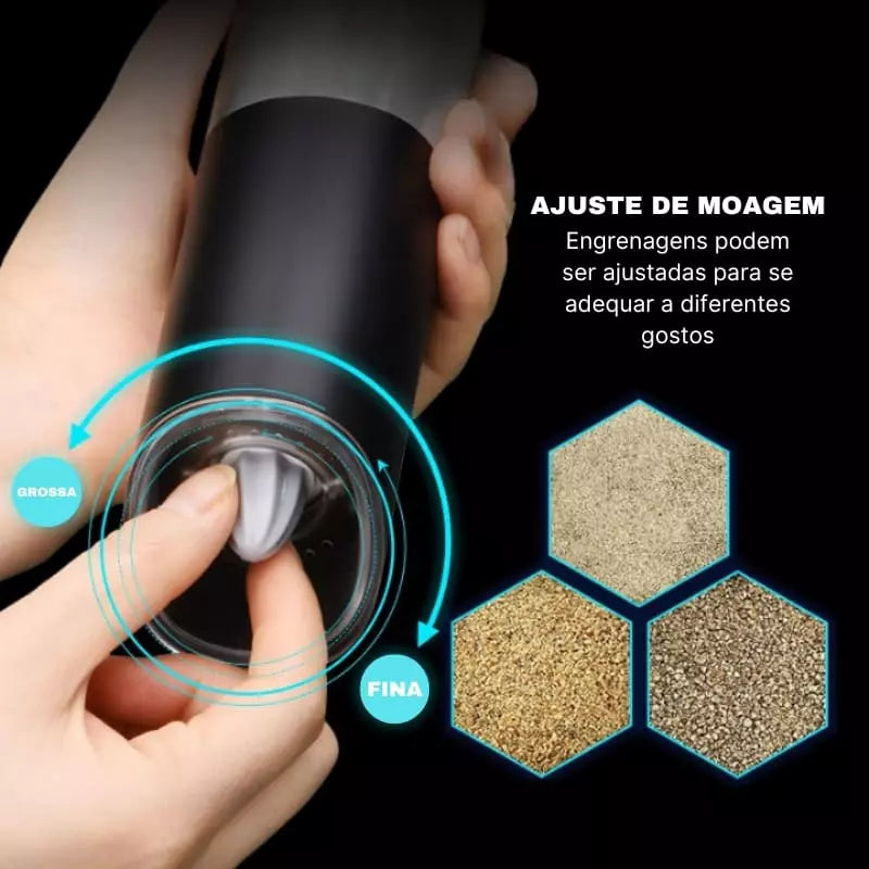 Moedor Elétrico de Pimenta em Aço Inox Ajuste Fino Durável