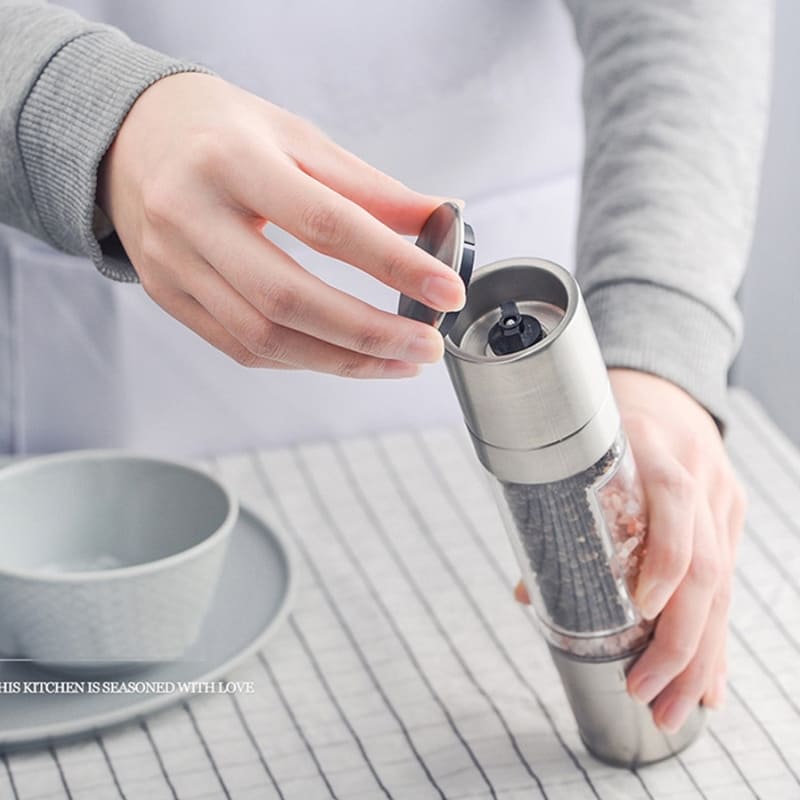 Moedor Manual de Inox 2 em 1 Para Pimenta e Temperos