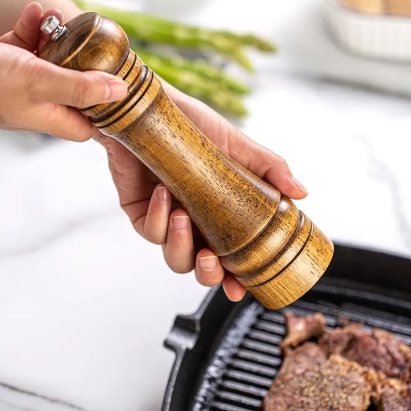 Moedor Manual de Pimenta em Madeira Artesanal Ajustável