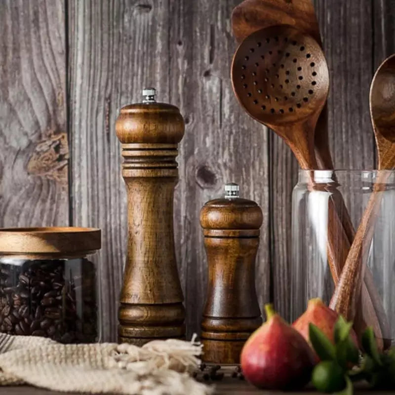 Moedor Manual de Pimenta em Madeira Artesanal Ajustável