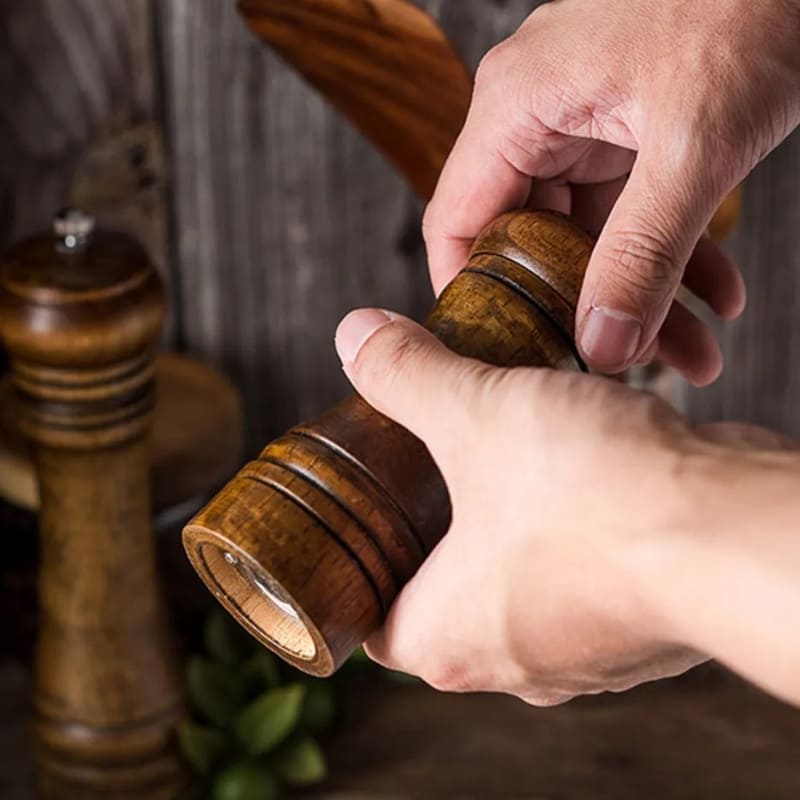 Moedor Manual de Pimenta em Madeira Artesanal Ajustável