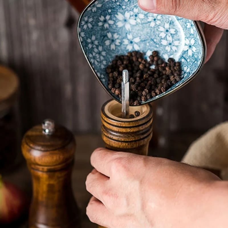 Moedor Manual de Pimenta em Madeira Artesanal Ajustável