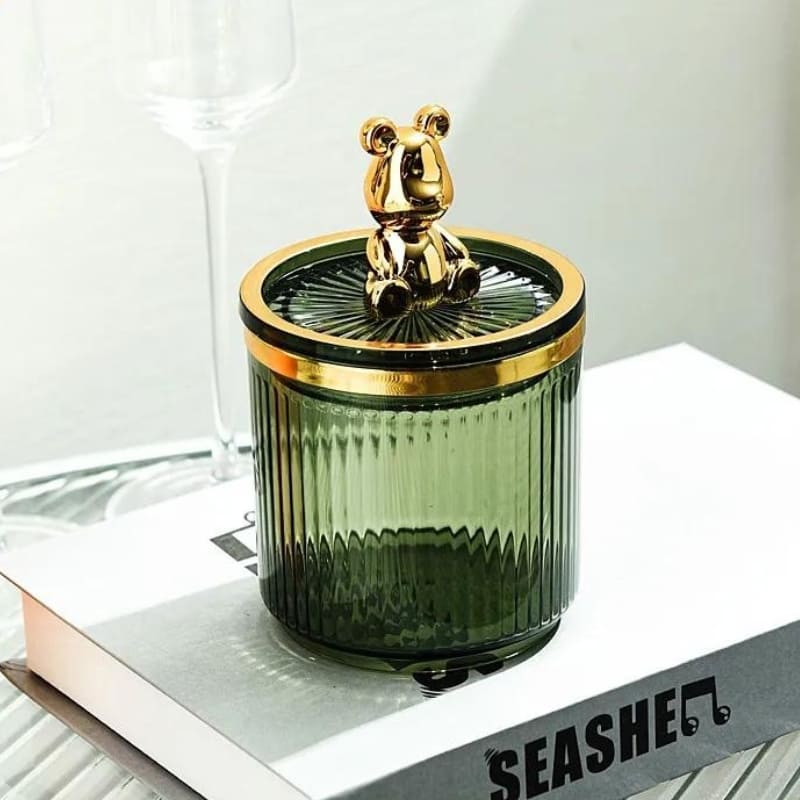 Organizador de Cotonetes e Algodão em Acrílico Dourado