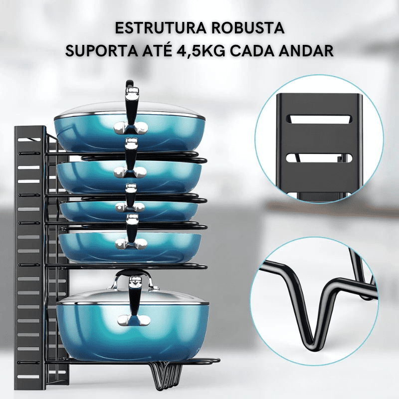 Organizador De Panelas Em Metal Sólido Com 8 Andares