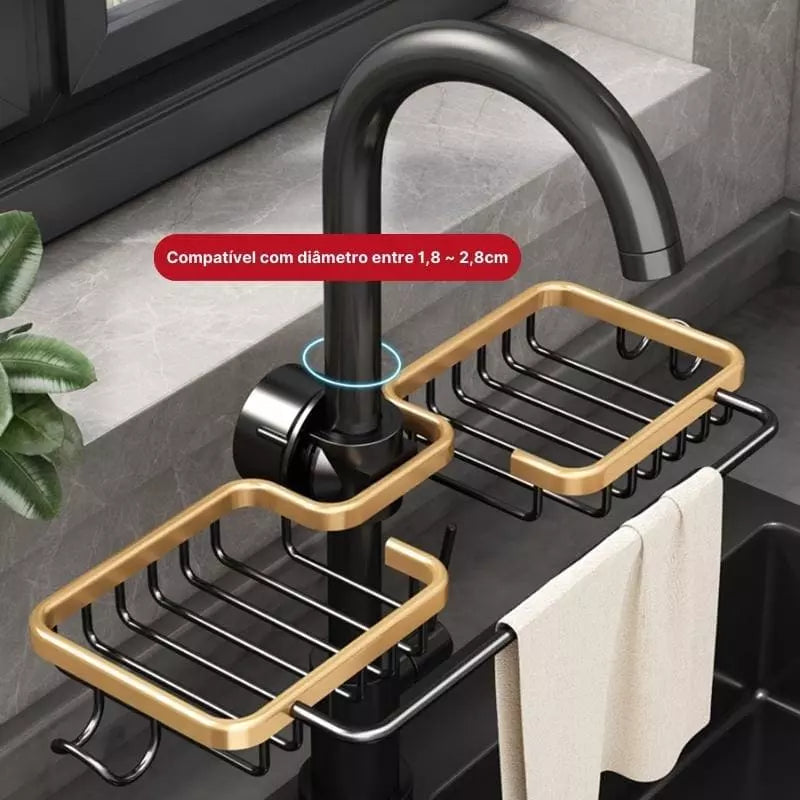 Organizador de Pia em Liga de Alumínio Duplo