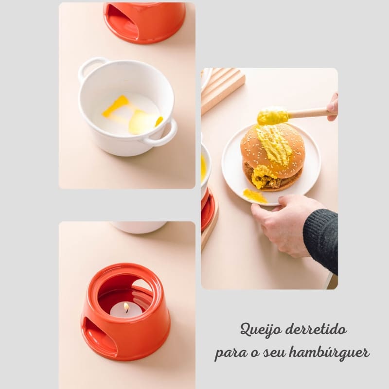 Panela de Fondue em Cerâmica para Queijo e Chocolate