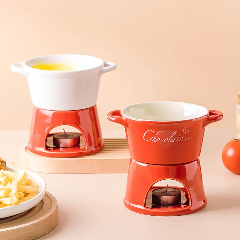 Panela de Fondue em Cerâmica para Queijo e Chocolate