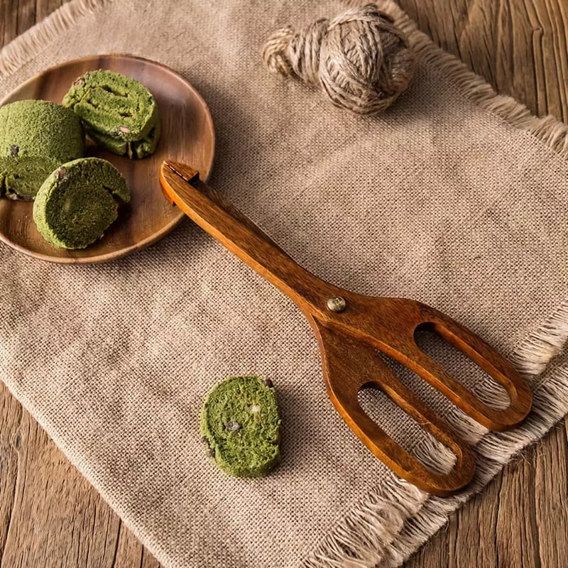 Pegador de Salada em Bambu Estilo Tesoura Moderno Durável