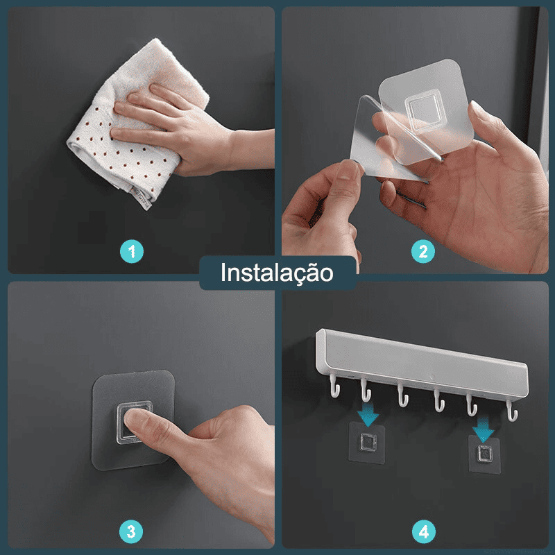 Porta-Chaves De Parede Em PP Resistente Sem Furos Compacto