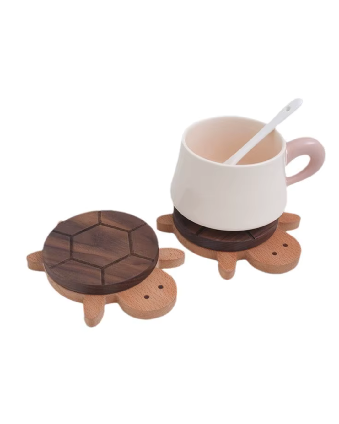 Porta-Copos Artesanal em Nogueira Preta Formato Tartaruga