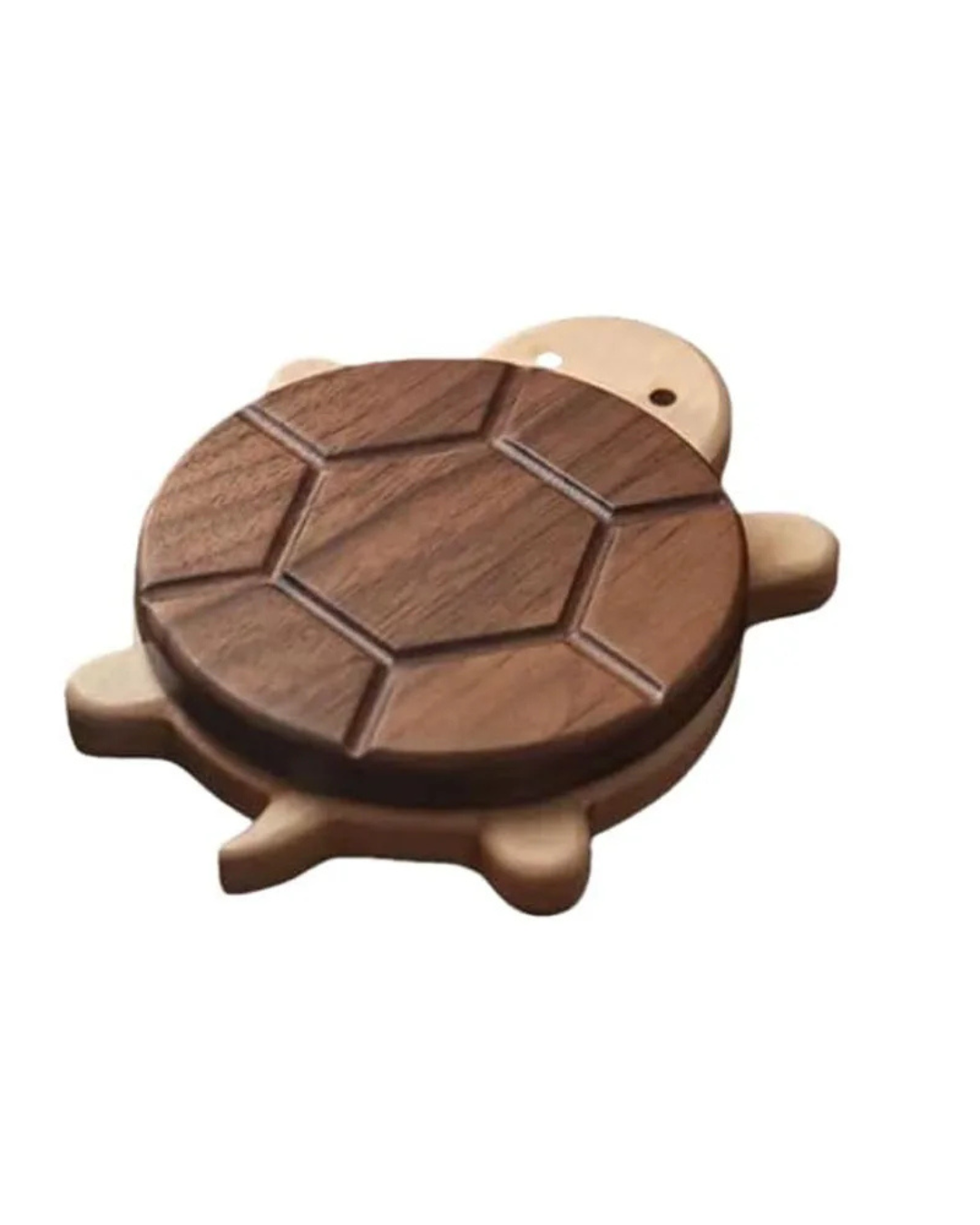 Porta-Copos Artesanal em Nogueira Preta Formato Tartaruga