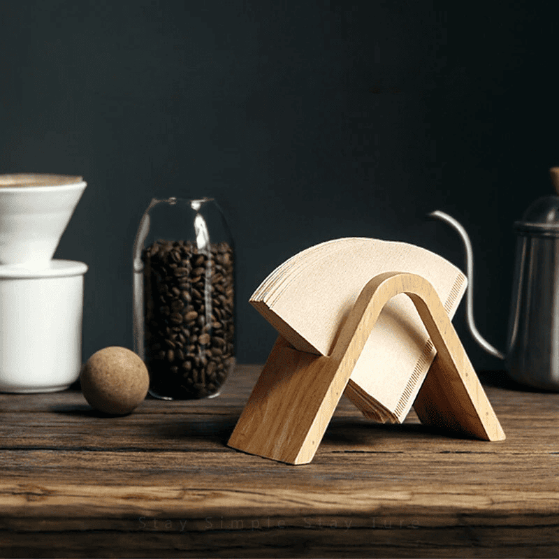 Porta-Filtro de Bambu e Madeira Elegante Compacto para Café