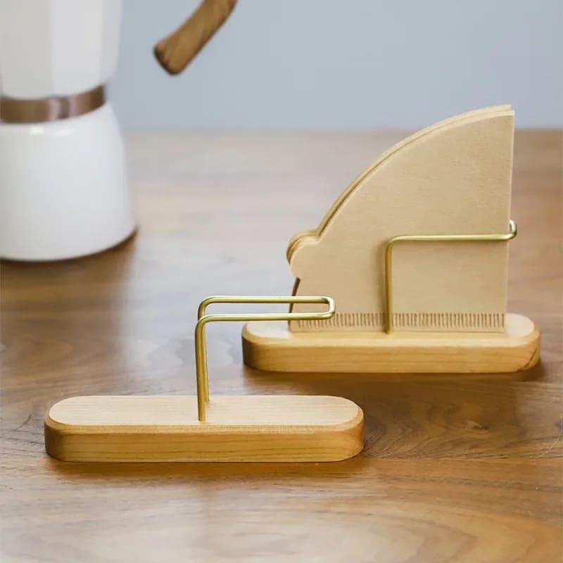 Porta-Filtro de Bambu e Madeira Elegante Compacto para Café