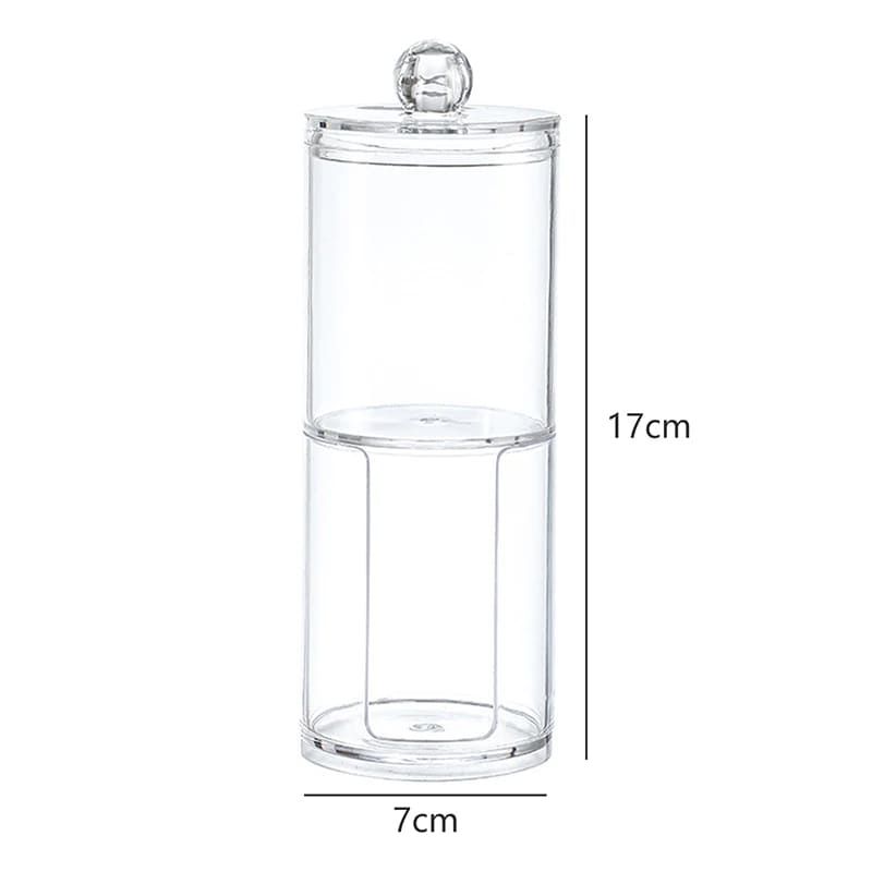 Organizador De Algodão e Cotonete em Acrílico Com Tampa Bambu