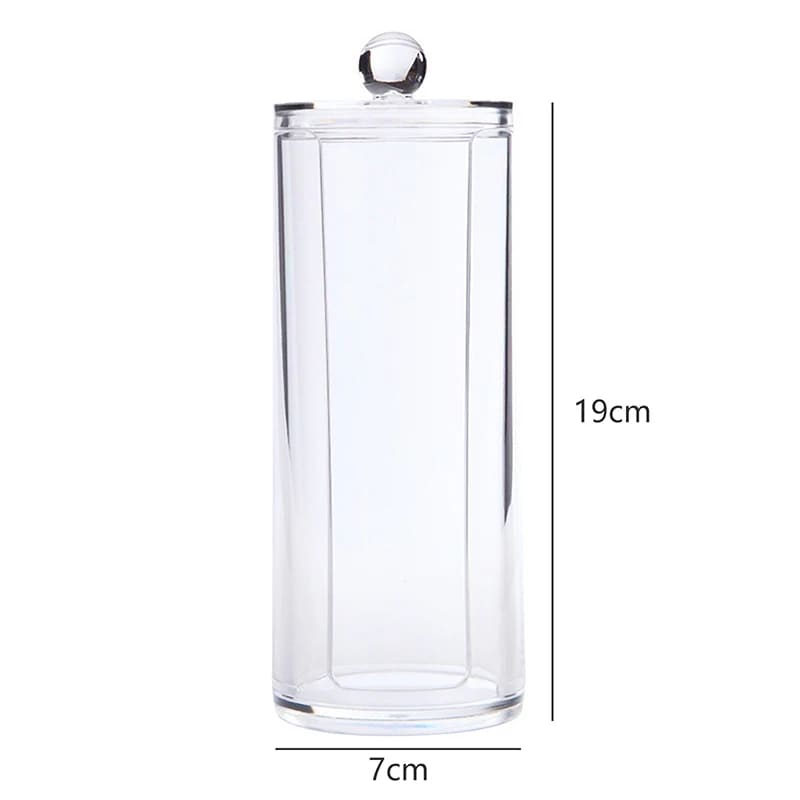 Organizador De Algodão e Cotonete em Acrílico Com Tampa Bambu