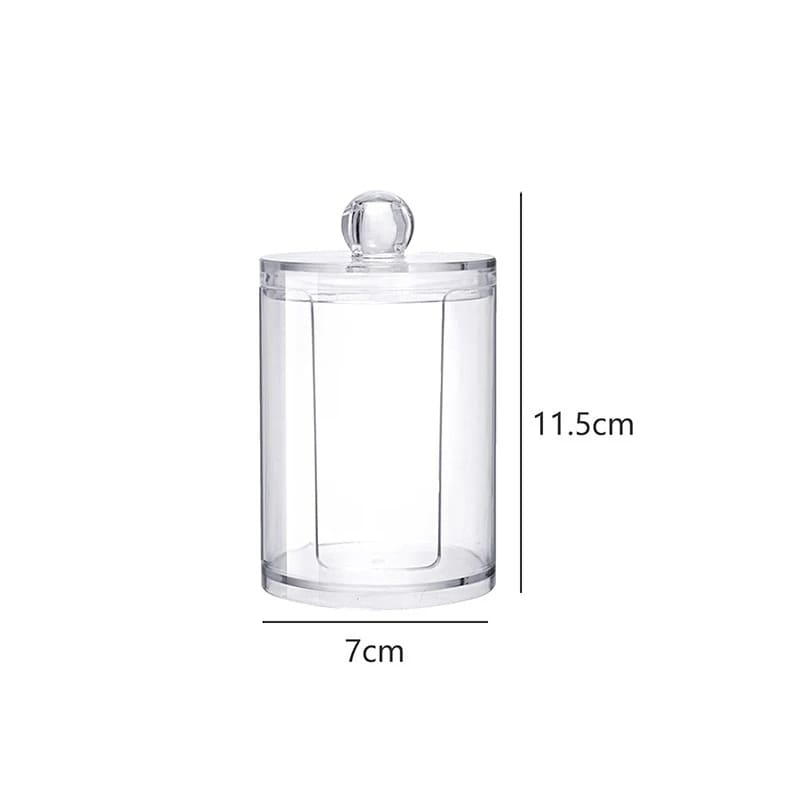 Organizador De Algodão e Cotonete em Acrílico Com Tampa Bambu