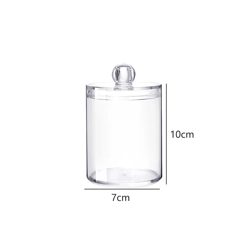 Organizador De Algodão e Cotonete em Acrílico Com Tampa Bambu