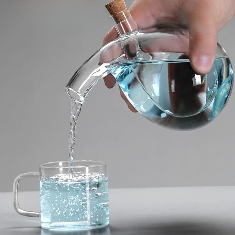 Porta Azeite e Vinagre em Vidro com Tampa de Cortiça 2 em 1