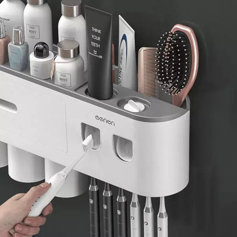 Porta Escova de Dente Dispenser com Gaveta e Copos Compacto