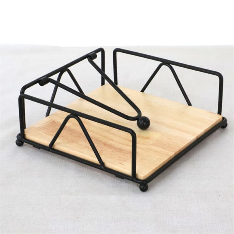 Porta-Guardanapo De Mesa Em Aço Inox E Madeira Nobre